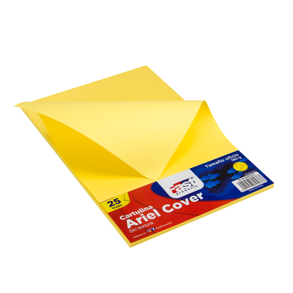 HOJA ARIEL COVER OFICIO 180GRS. COLOR AMARILLO (PX25)