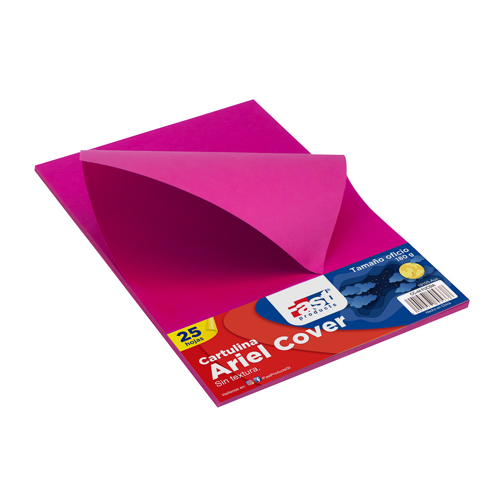 HOJA ARIEL COVER OFICIO 180GRS. COLOR FUCSIA (PX25)