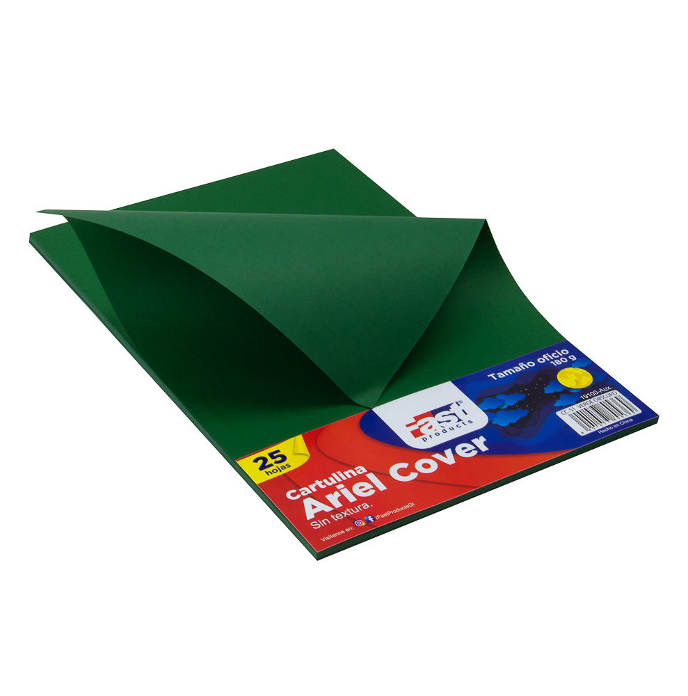 HOJA ARIEL COVER OFICIO 180GRS. COLOR VERDE OBSC. (PX25)