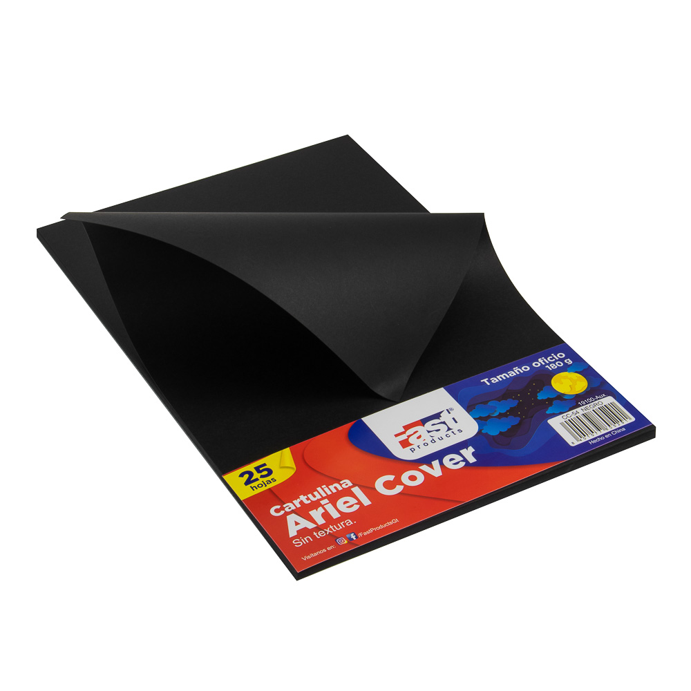 HOJA ARIEL COVER OFICIO 180GRS. COLOR NEGRO (PX25)