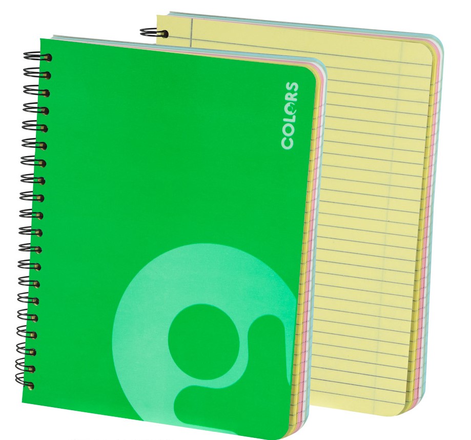 CUADERNO ESPIRAL MULTIMATERIA DE COLORES 1/2 CARTA 150H ESTUDIO/VIVO