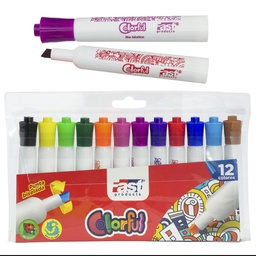 MARCADOR FAST ESTUCHE JUMBO BISELADO 12 COLORES