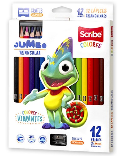 CRAYON DE MADERA SCRIBE 30214814 TRI. JUMBO 12 COL.