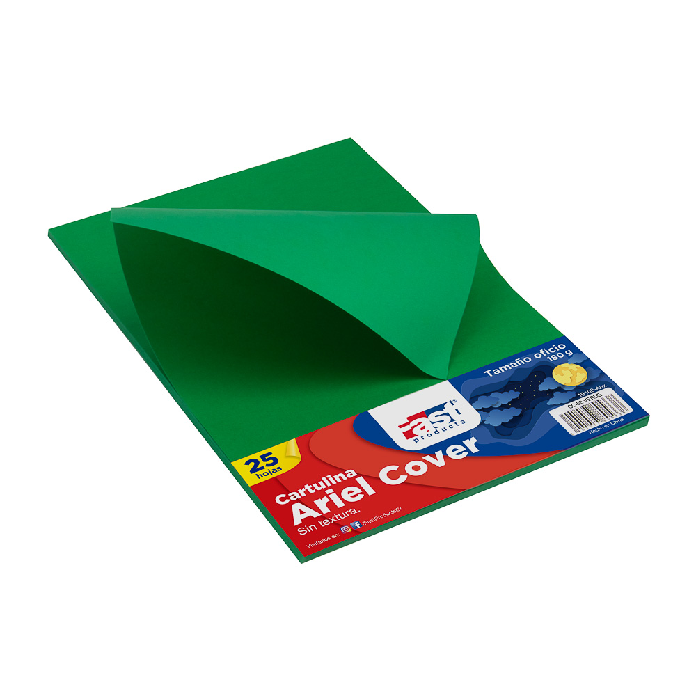 HOJA ARIEL COVER OFICIO 180GRS. COLOR VERDE (PX25)