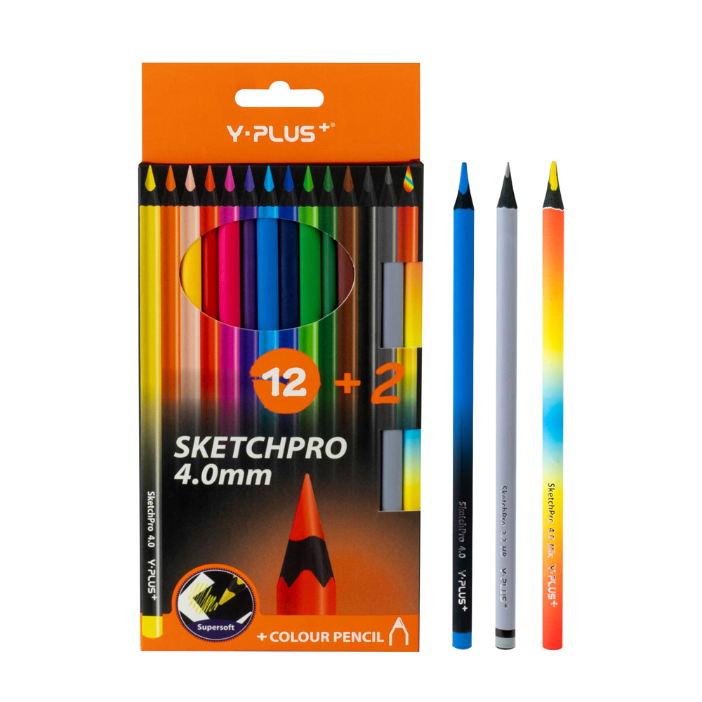 CRAYON DE MADERA Y-PLUS SKETCHPRO 4MM 12 COLORES
