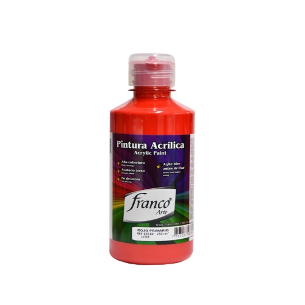 PINTURA ACRILICA FRANCO 250ML. ROJO PRIMARIO