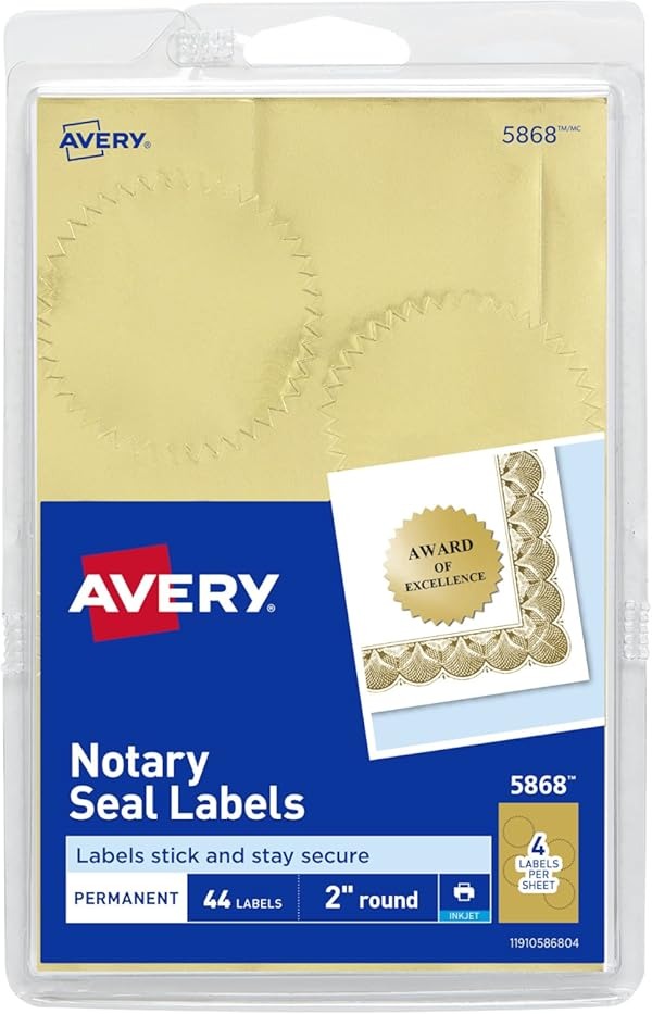 SELLO NOTARIAL AVERY 5868 DORADO 2PLG. PX11