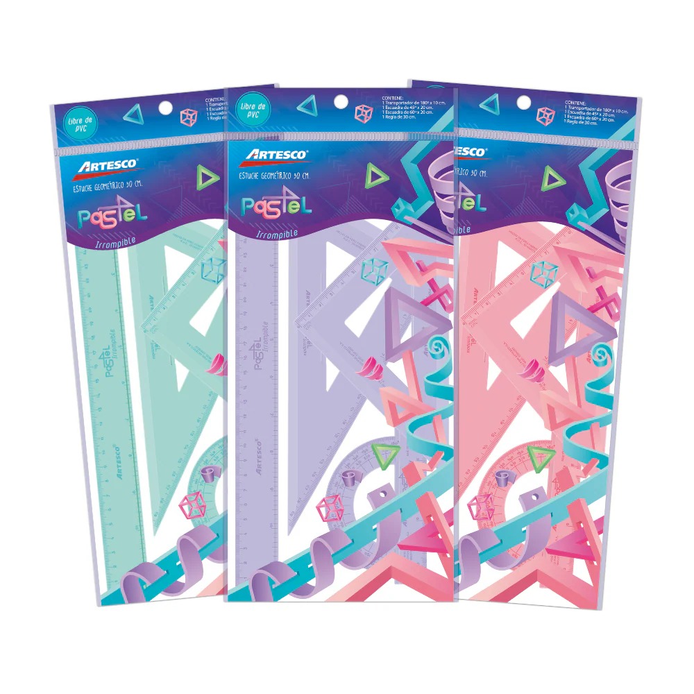 ESTUCHE GEOMETRICO ARTESCO 10151001 PASTEL