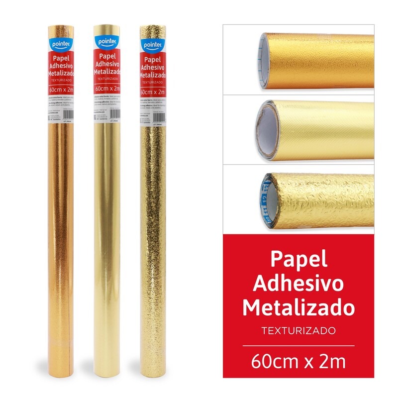 PAPEL ADHESIVO POINTER TEXTURIZADO 2MTS DORADO