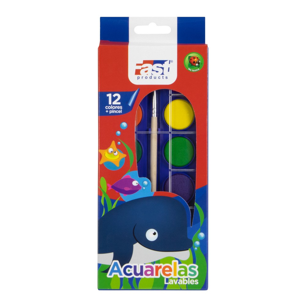 ACUARELA FAST ESTUCHE AC-01 GRANDE 12 COLORES