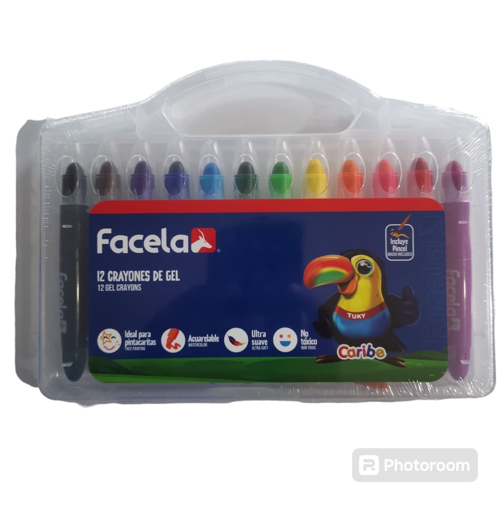 CRAYON FACELA CARIBE DE GEL 12 COLORES