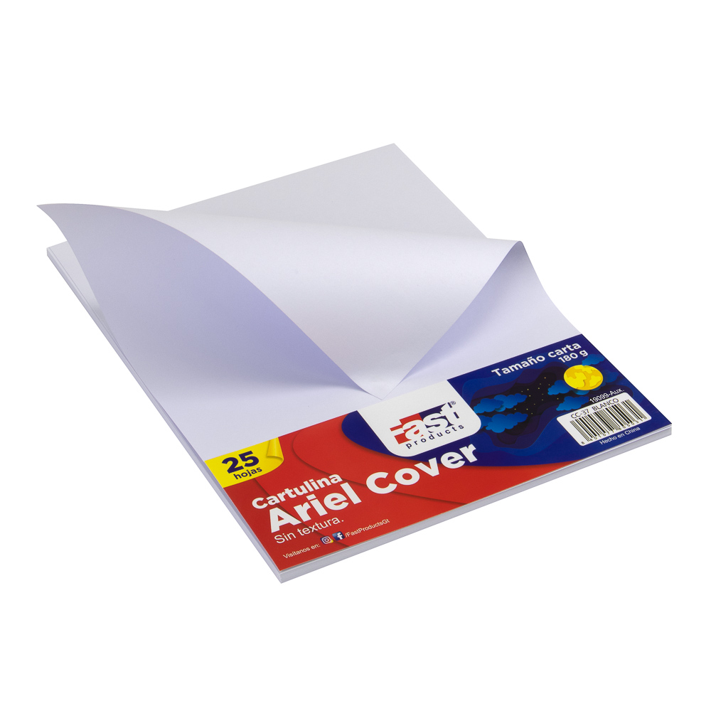 HOJA ARIEL COVER CARTA 180GRS. COLOR BLANCO (PX25)