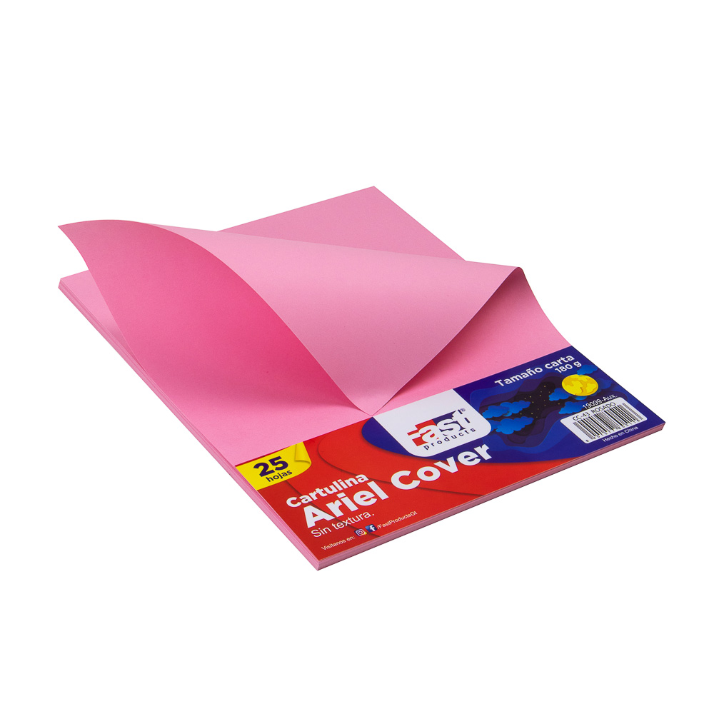 HOJA ARIEL COVER CARTA 180GRS. COLOR ROSADO (PX25)