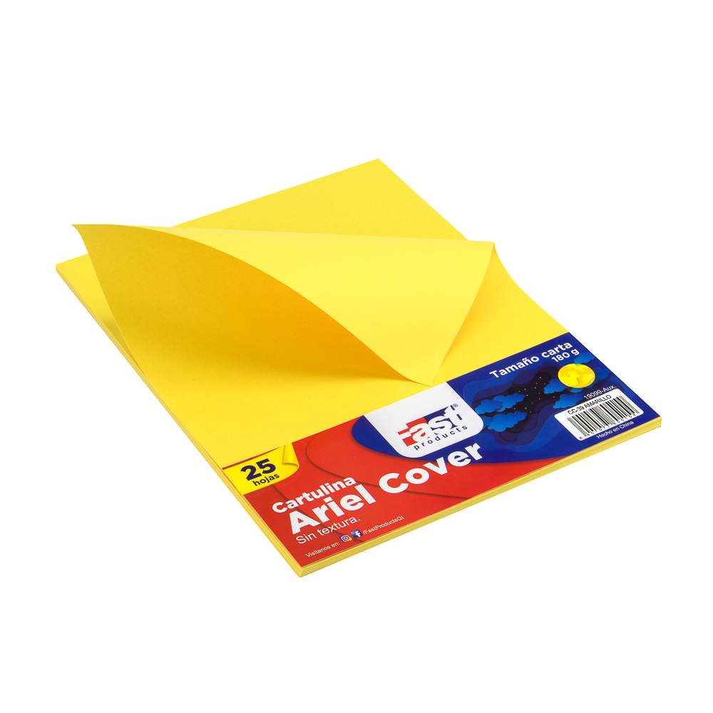 HOJA ARIEL COVER CARTA 180GRS. COLOR AMARILLO (PX25)