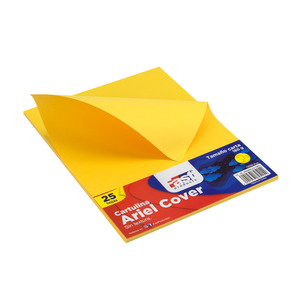 HOJA ARIEL COVER CARTA 180GRS. COLOR AMARILLO ORO (PX25)