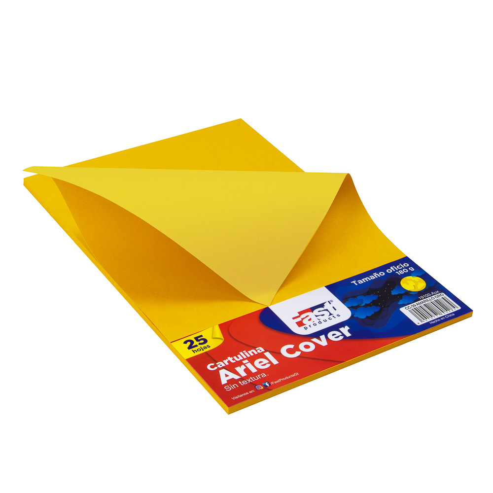 HOJA ARIEL COVER OFICIO 180GRS. COLOR AMARILLO ORO (PX25)