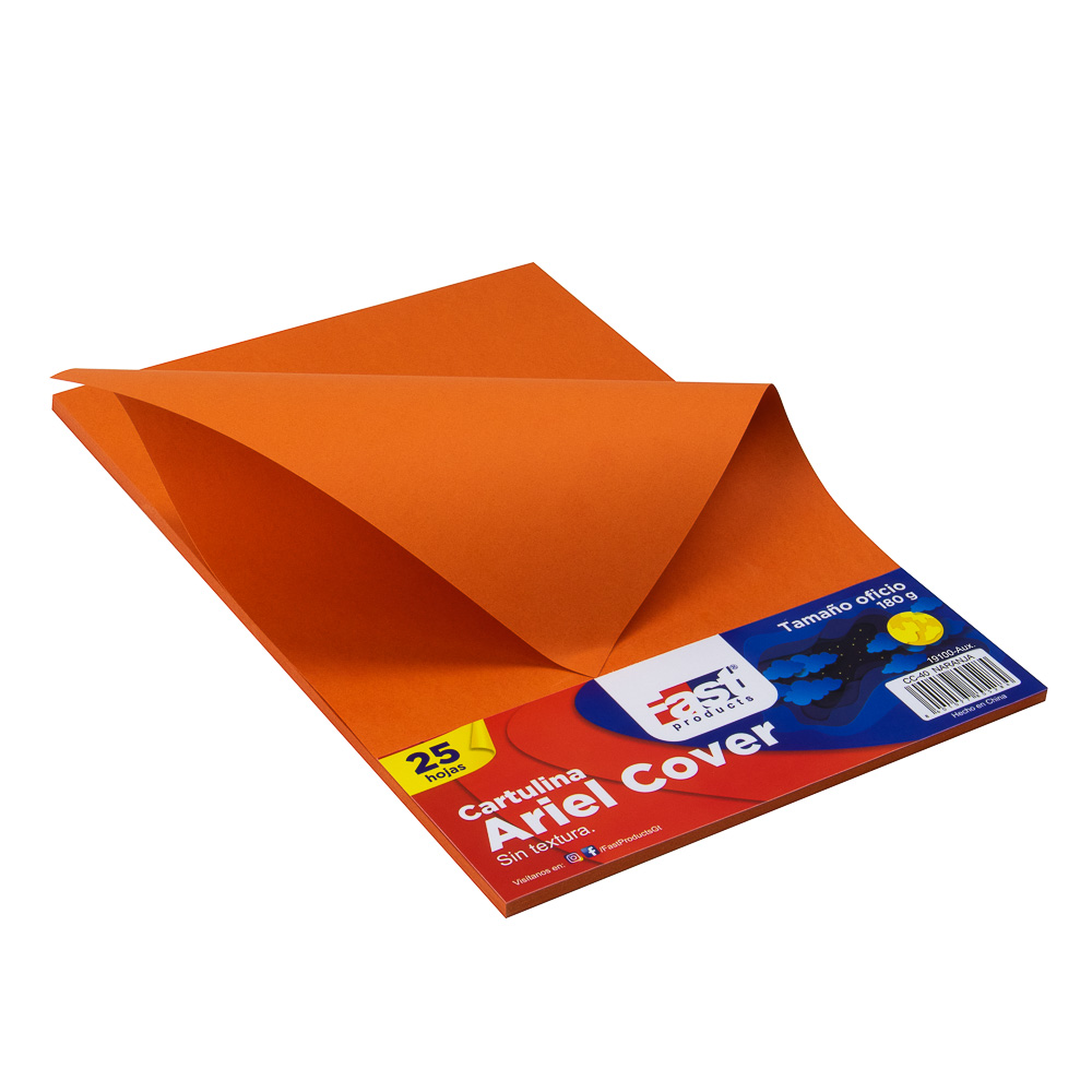 HOJA ARIEL COVER OFICIO 180GRS. COLOR NARANJA (PX25)