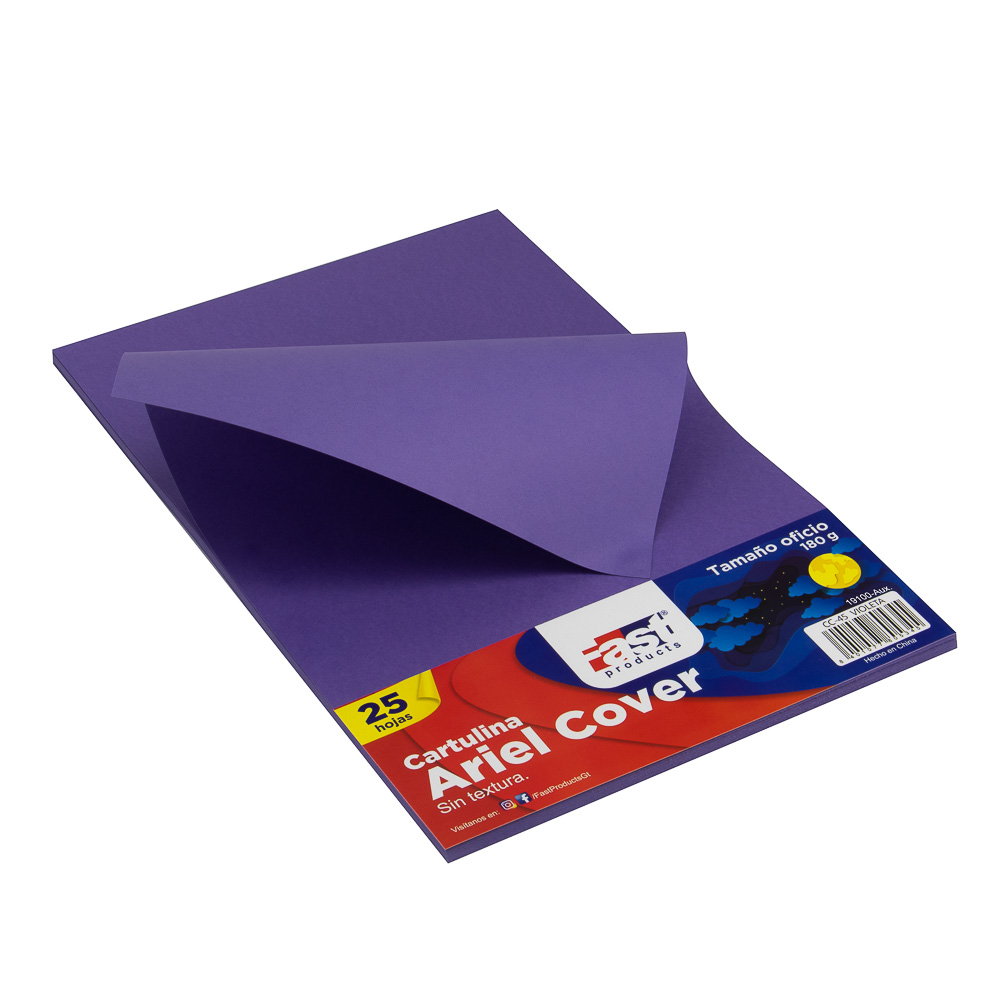HOJA ARIEL COVER OFICIO 180GRS. COLOR VIOLETA (PX25)