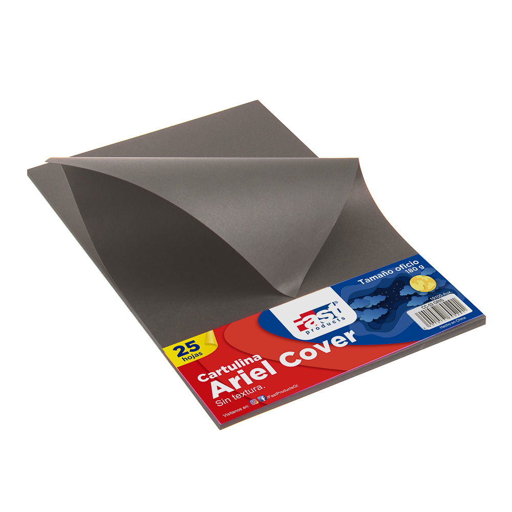 HOJA ARIEL COVER OFICIO 180GRS. COLOR GRIS PLOMO (PX25)