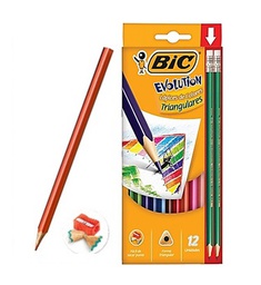 CRAYON DE MADERA BIC LARGO EVOLUTION 12 COLORES