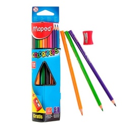 CRAYON DE MADERA MAPED 183213 TRIANG. 12 COLORES