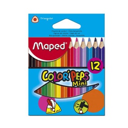 [DIST00493] CRAYONES DE MADERA CORTO MAPED 832500 TRIAN. 12 COLORES