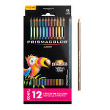 CRAYON DE MADERA PRISMACOLOR 12 COLORES METALICO