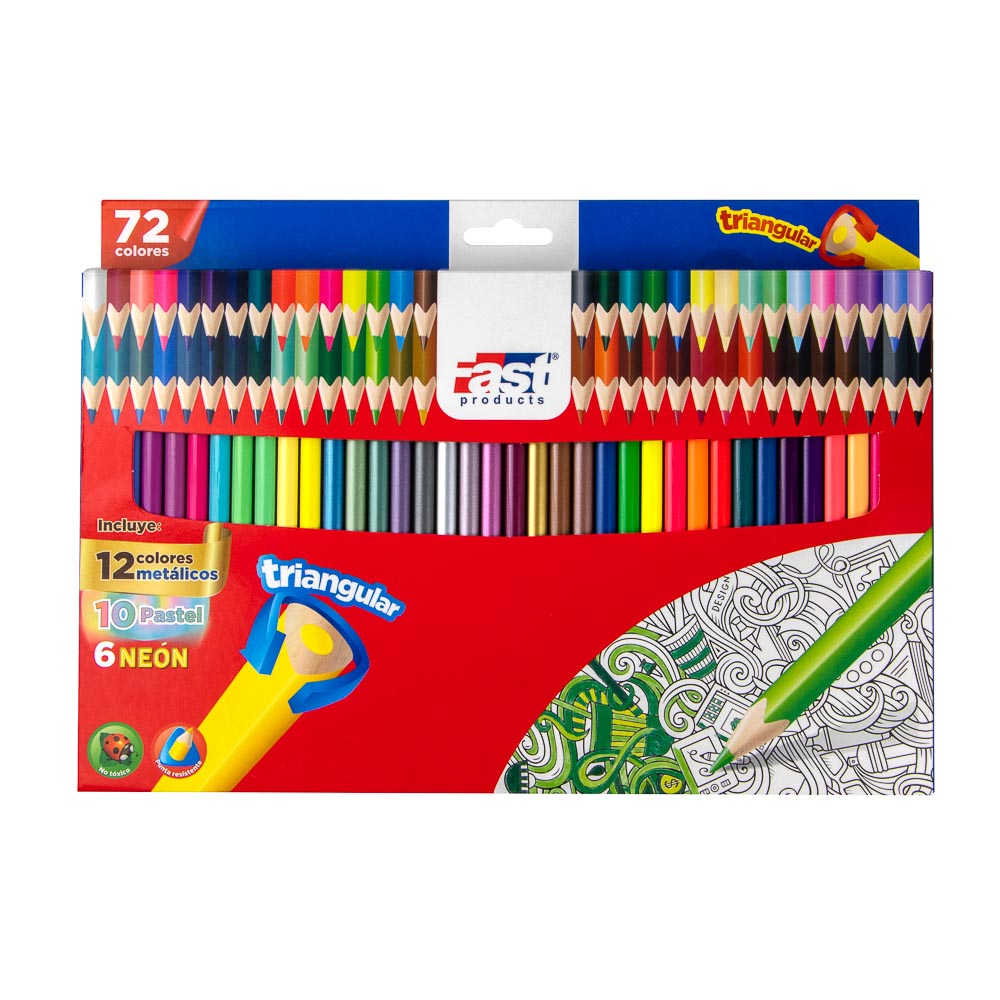 [DIST01133] CRAYON DE MADERA FAST TRIANG. LARGO 72 COLORES