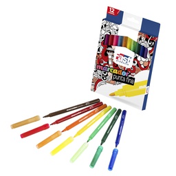 MARCADOR FAST ESTUCHE PUNTA FINA 12 COLORES