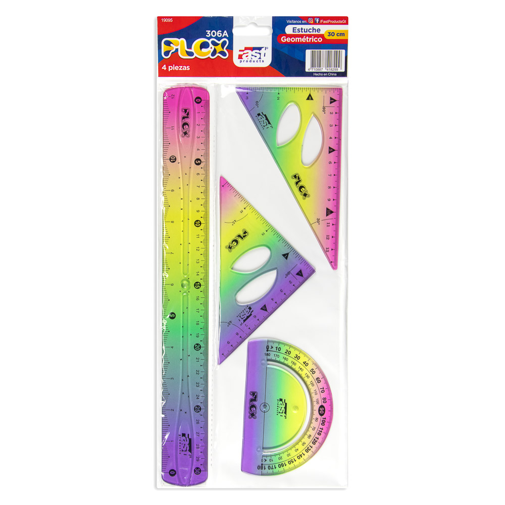 ESTUCHE GEOMETRICO FAST 306A  MED. FLEX ARCOIRIS