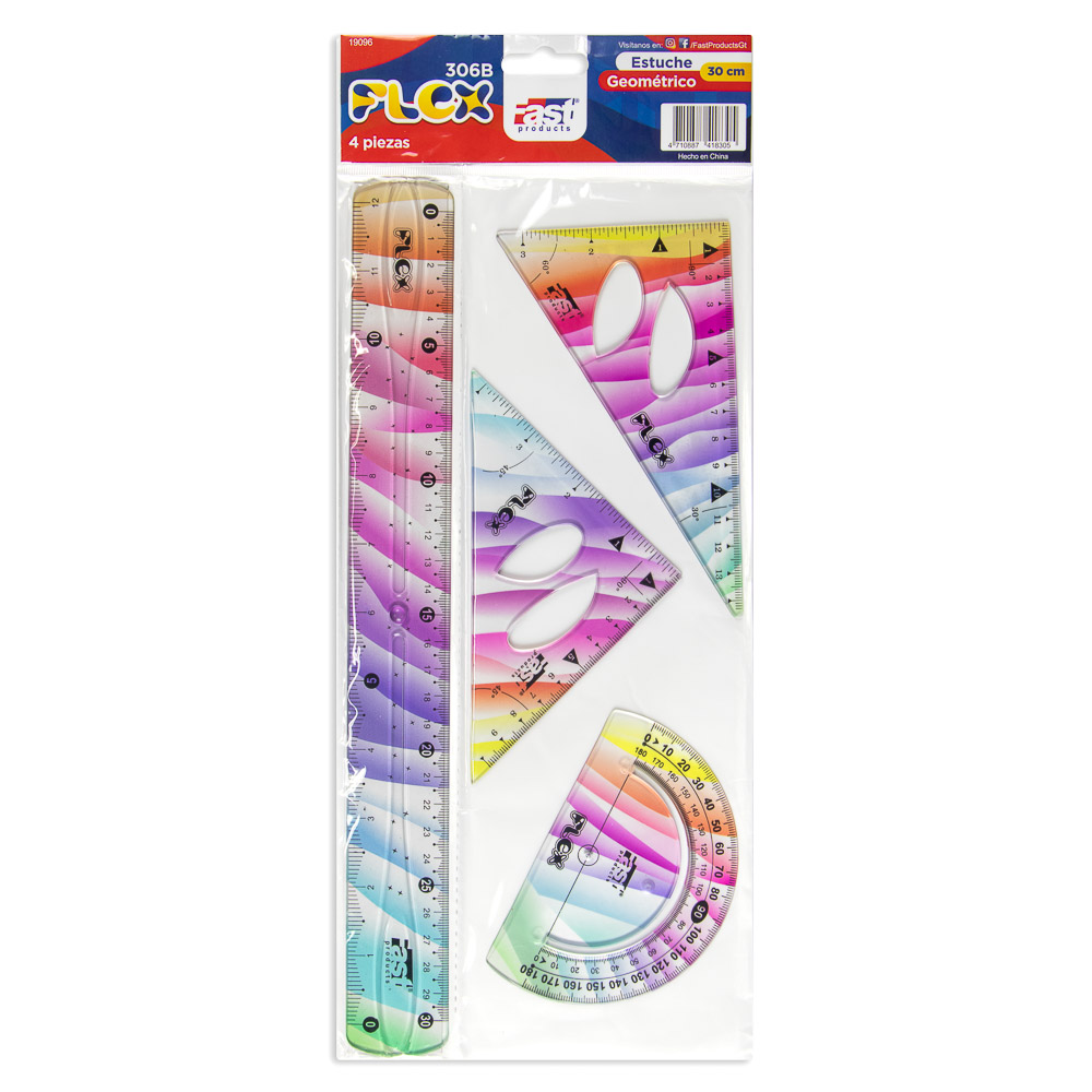 ESTUCHE GEOMETRICO FAST 306B MED. FLEX. ARCOIRIS