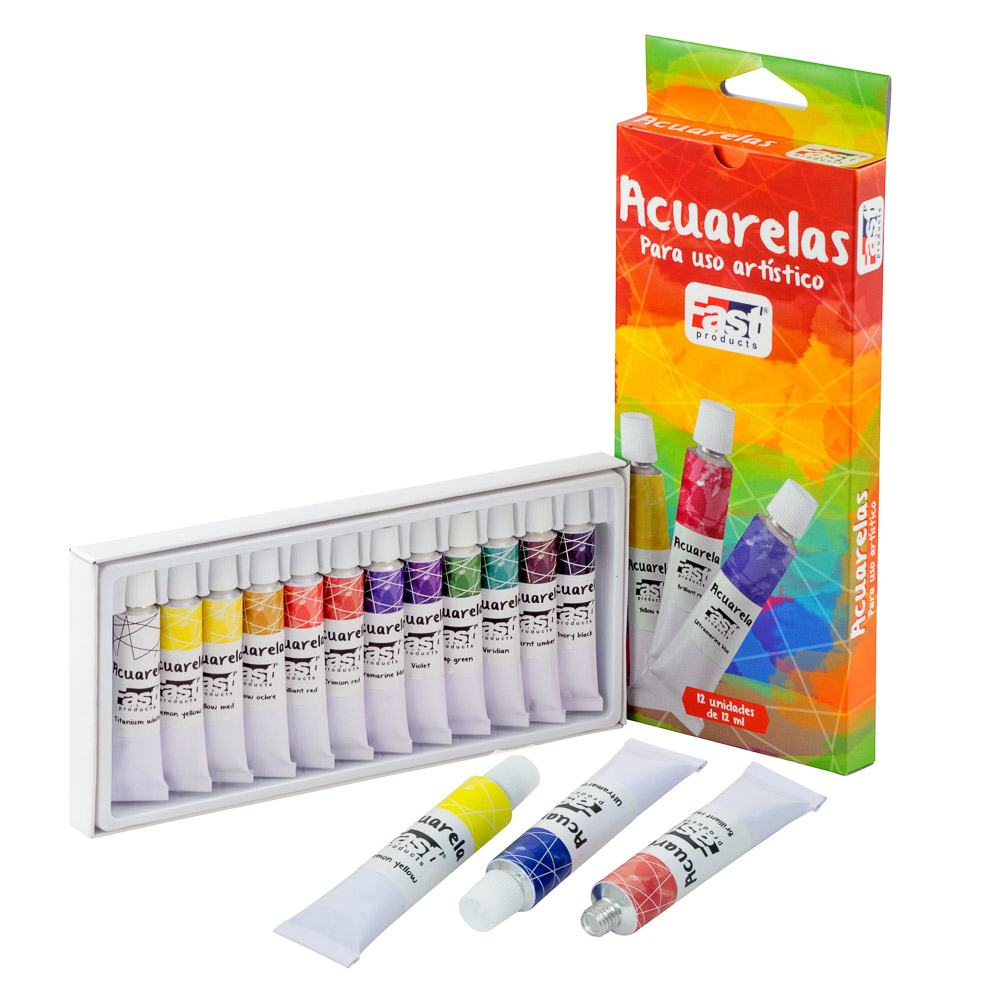 [DIST02057] ACUARELA FAST PROFESIONAL 12ML ESTUCHE 12COL