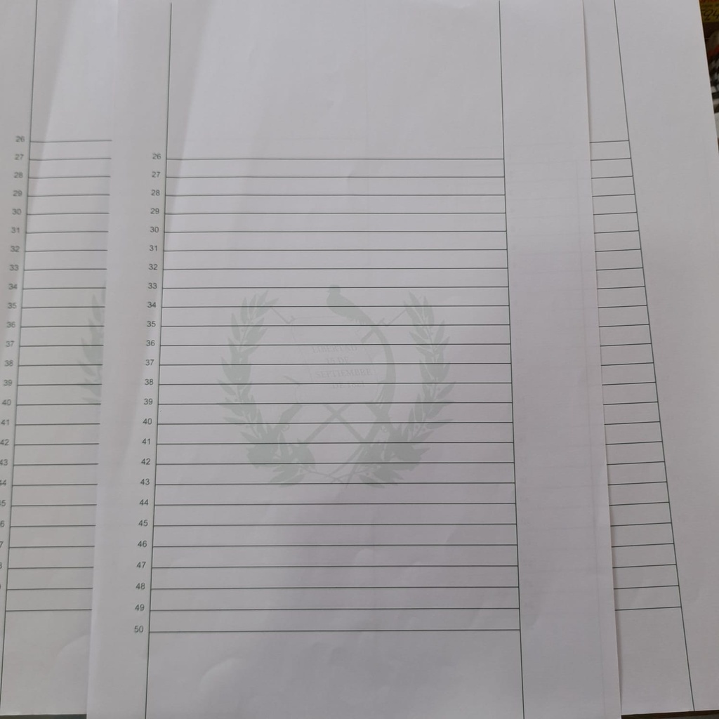 [DIST02110] HOJAS DE PAPEL ESPAÑOL VERDES SELLO GUATEMALA