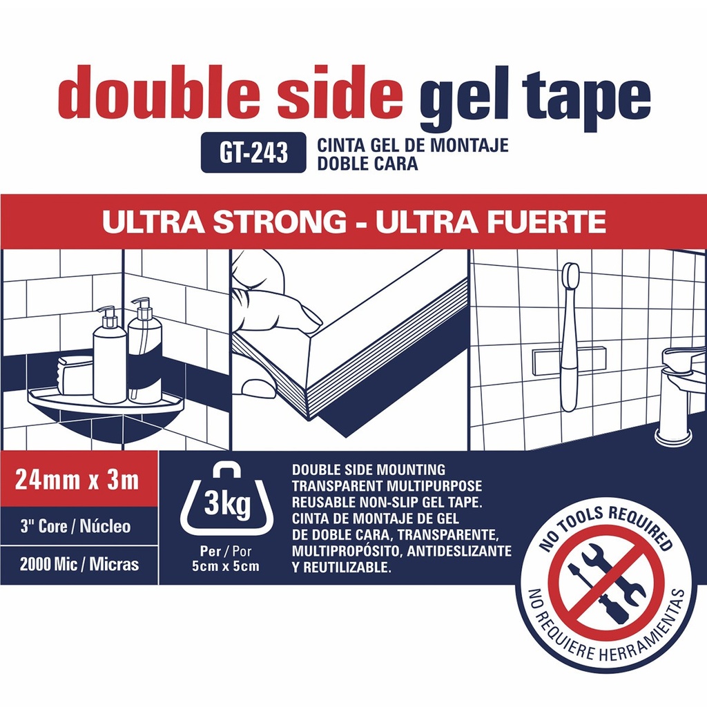 CINTA DOBLE CARA STUDMARK GEL 3" 3mX24mm