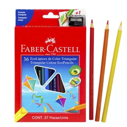 CRAYON DE MADERA FABER CASTELL LARGO TRIANG. 36 COLORES