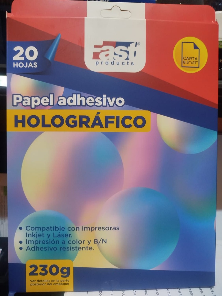 PAPEL ADHESIVO FAST HOLOGRAFICO 230G. (CX20)