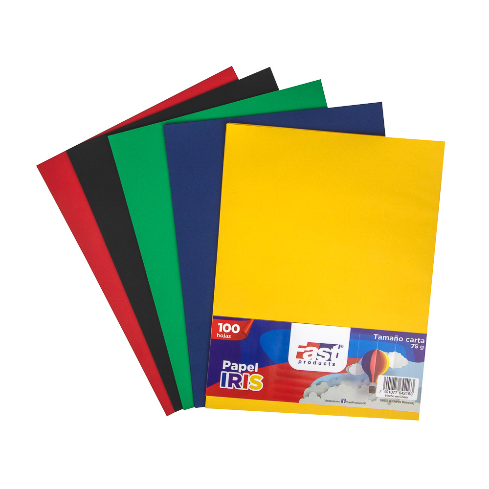 [DIST02678] PAPEL BOND FAST T/CARTA COLORES SURTIDO (PX100)