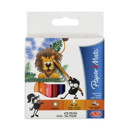 CRAYONES DE MADERA CORTO PAPER MATE TRIAN. 12 COLORES