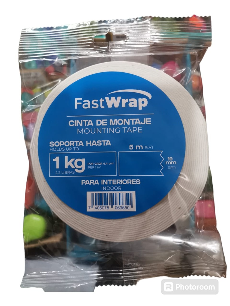CINTA DOBLE CARA FASTWRAP 3/4" 5mX19mm