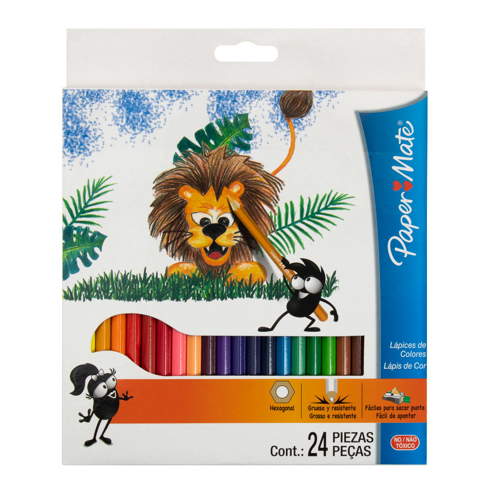 CRAYON DE MADERA PAPER MATE LARGO 24 COLORES