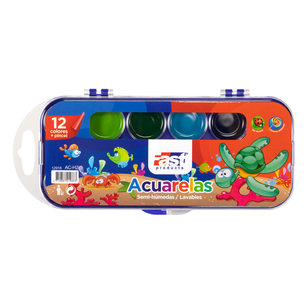 ACUARELA FAST ESTUCHE SEMI-HUMEDAS 12 COLORES