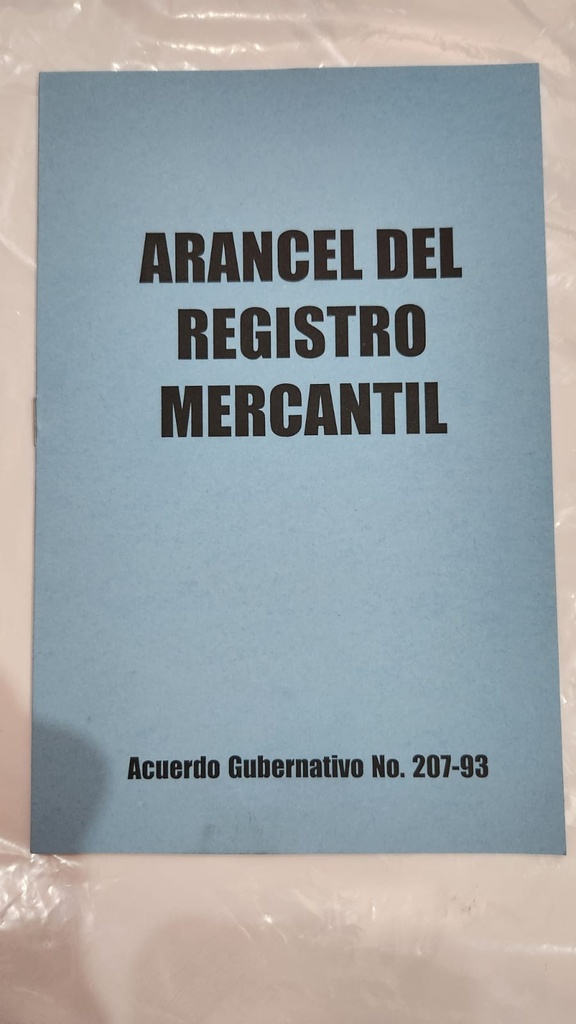 ARANCEL DEL REGISTRO MERCANTIL