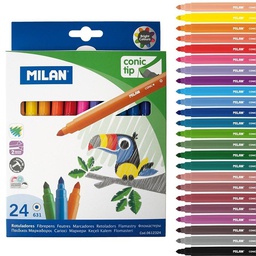 MARCADOR MILAN ESTUCHE 631 P/CONICA 24 COLORES
