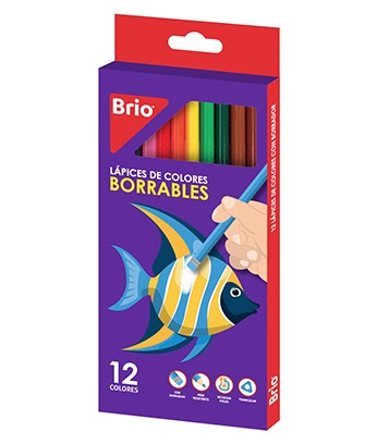 CRAYON DE MADERA MIS PASITOS BORRABLE 12 COLORES