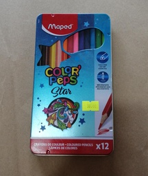 CRAYON DE MADERA MAPED 832014 LARGO TRIANG. C/METAL 12 COLORES