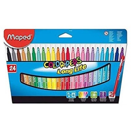 MARCADOR EN ESTUCHE MAPED 845022 LONG LIFE P/FINA 24 COL.