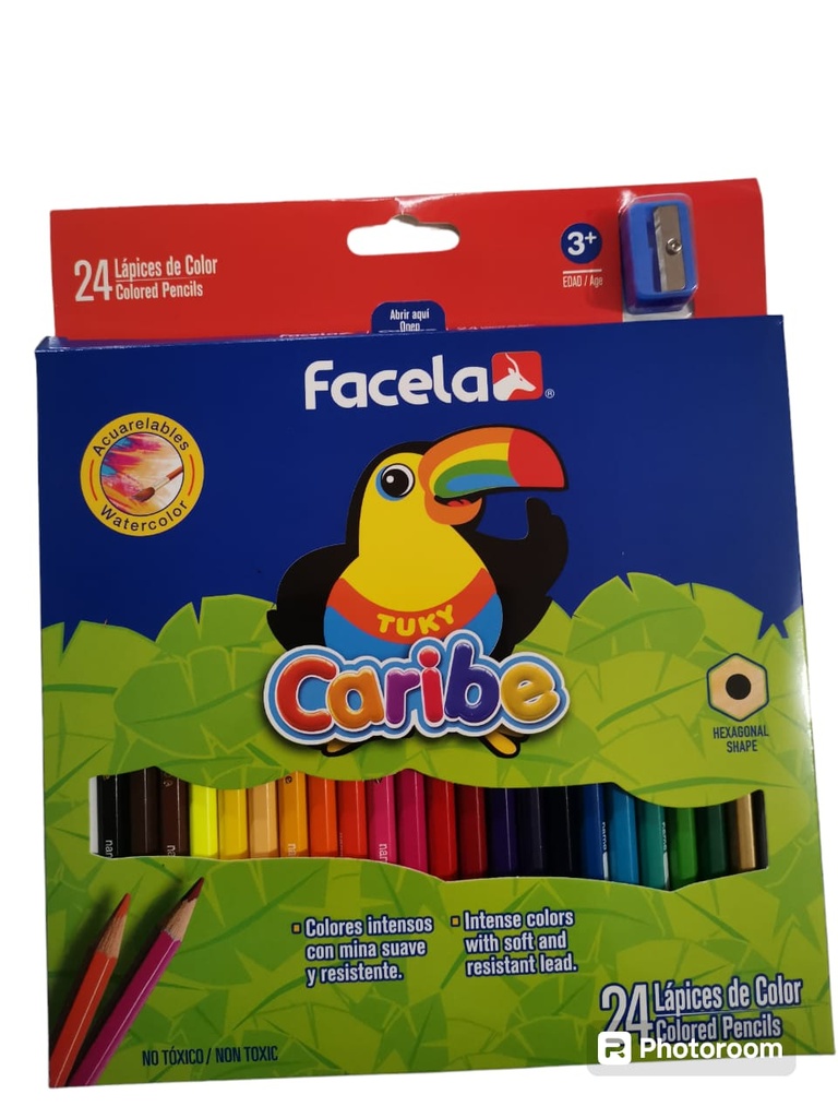 CRAYON FACELA CARIBE HEXAG. 24 COLORES