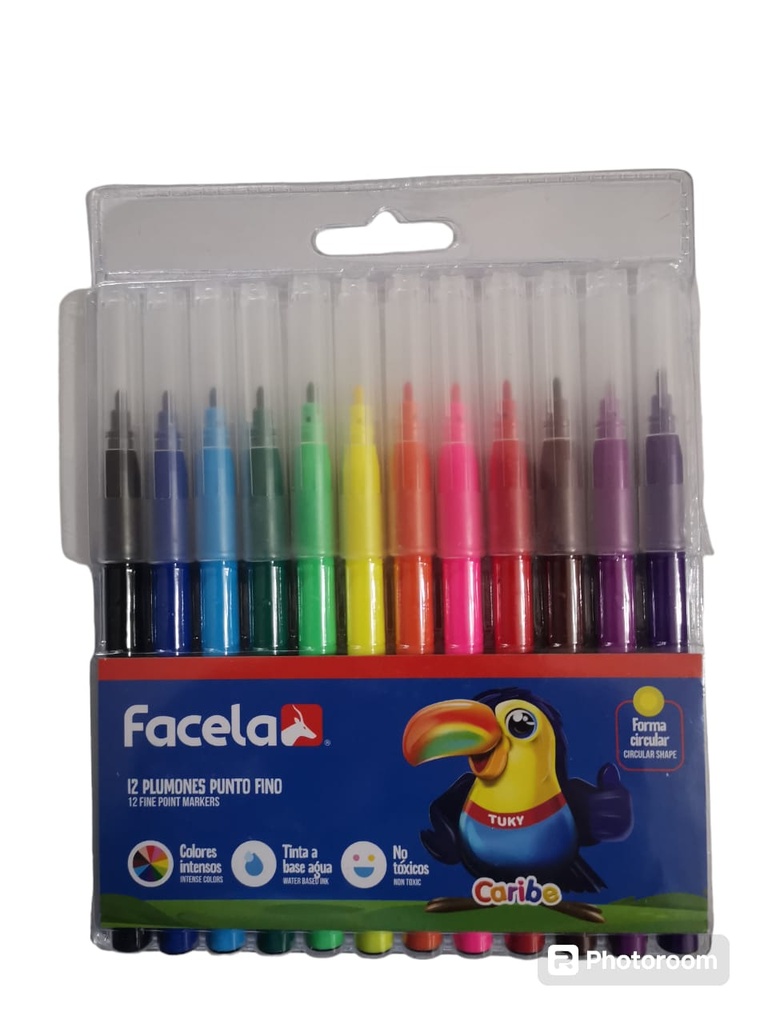 [DIST04382] MARCADOR FACELA CARIBE P/FINA 12 COLORES