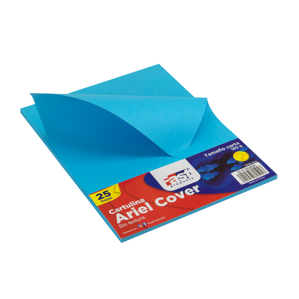 HOJA ARIEL COVER CARTA 180GRS. COLOR CELESTE (PX25)