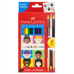 CRAYON MADERA FABER CASTELL 120112 LARGO TRIAN. 12 COL. + 3 BI